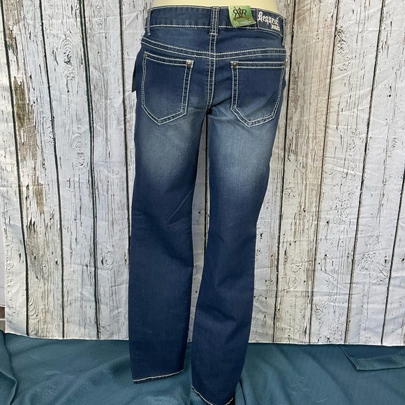 🎀HP🎀 Request Jeans Skinny Distressed Faded Jeans White Flowers & Stitching 9 - Picture 10 of 10